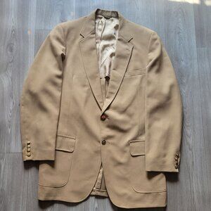 Vintage Clipper Craft Mens Beige Blazer Jacket W/ Gold Buttons Lined Size 42R